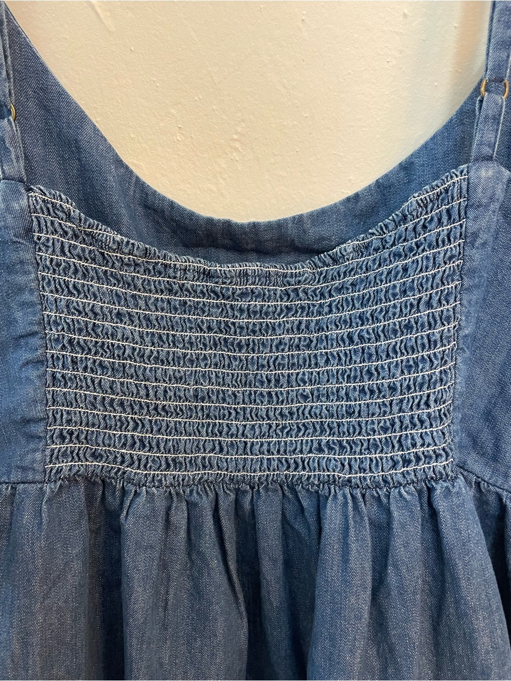 Wrangler Retro Denim/Chambray Tiered Spaghetti-Strap Prairie Dress - Picture 4 of 12